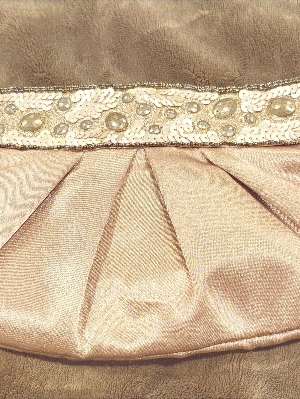 Beaded champagne/ beige Evening Clutch